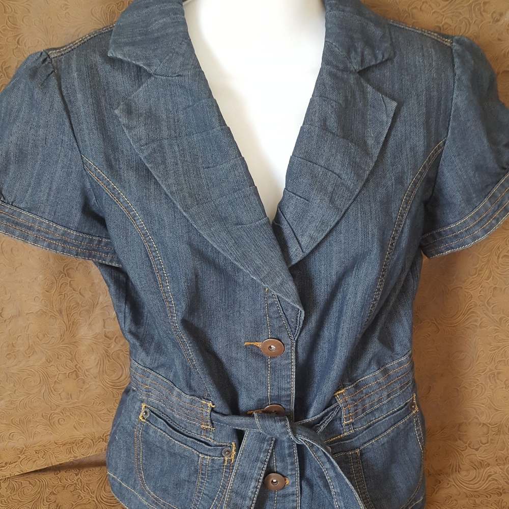 short sleeve denim shirt by Cato size M.